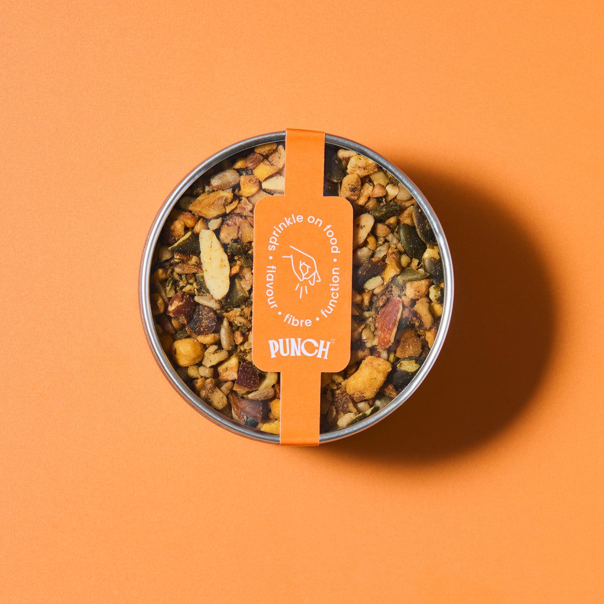 punch your salad food topper from above window lid pot orange label