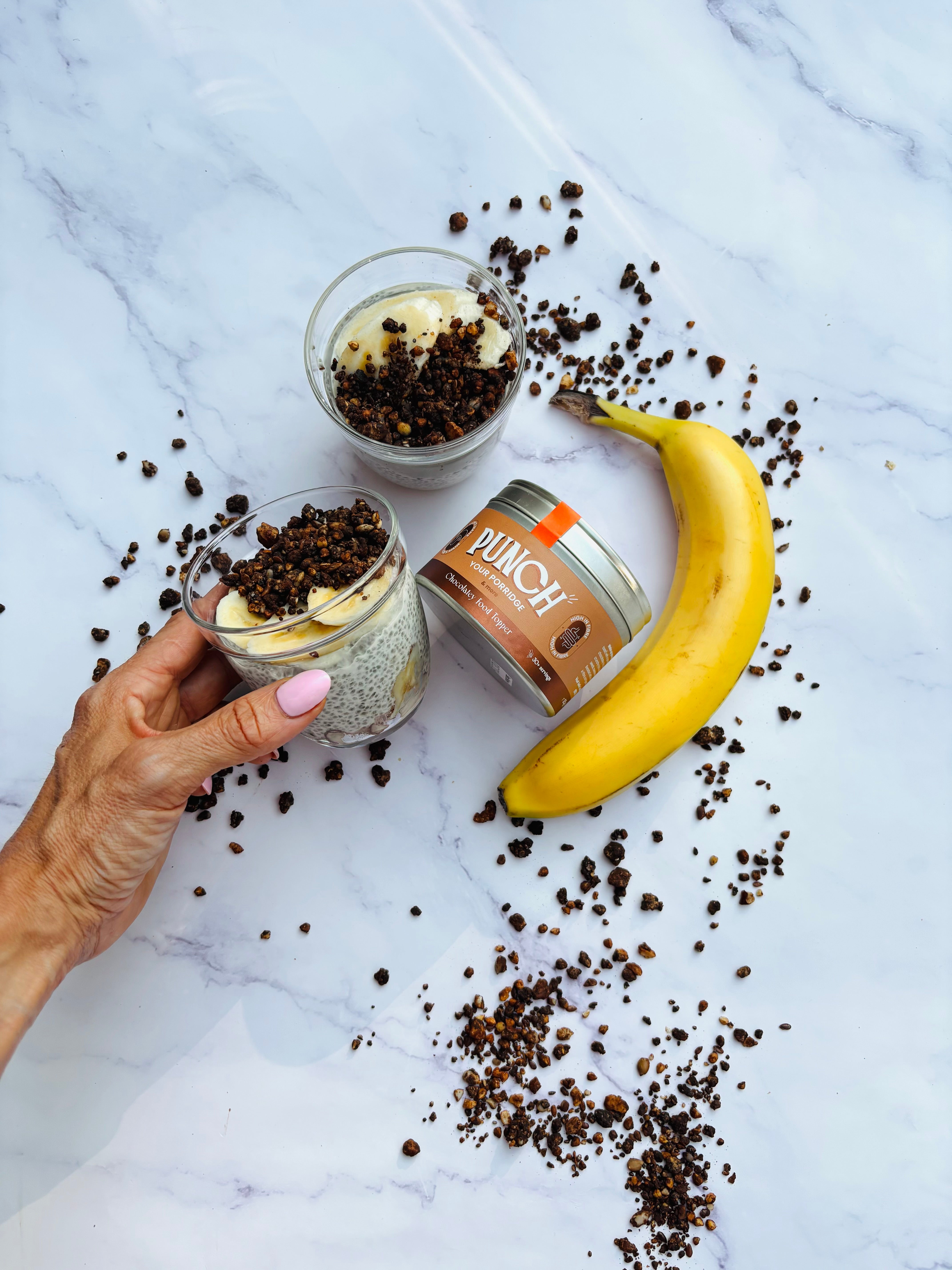Smashed Banana & Coconut Chia Pudding with PUNCH Your Porridge 🍫🍌