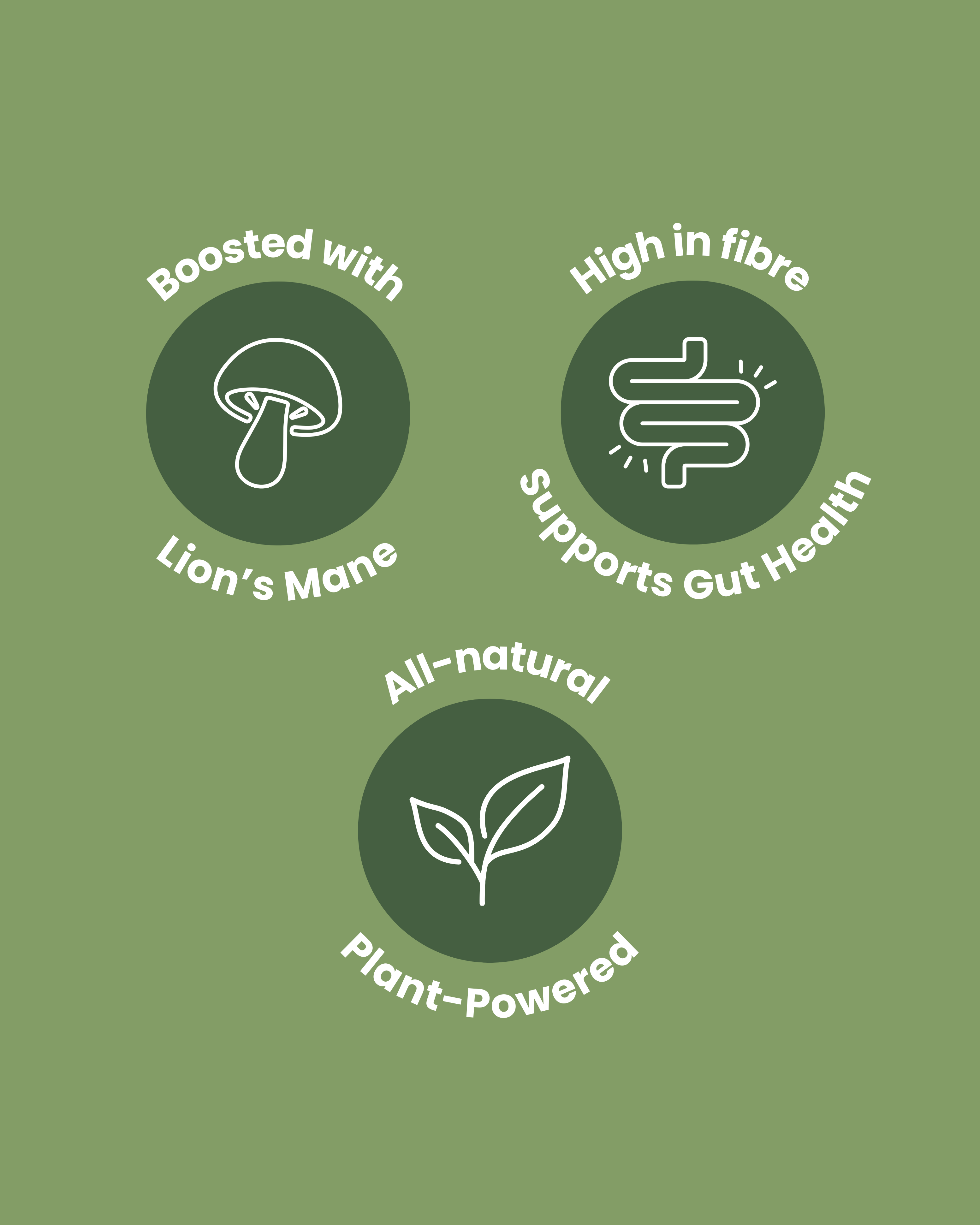 Green background with health benefits text and icons on a green background